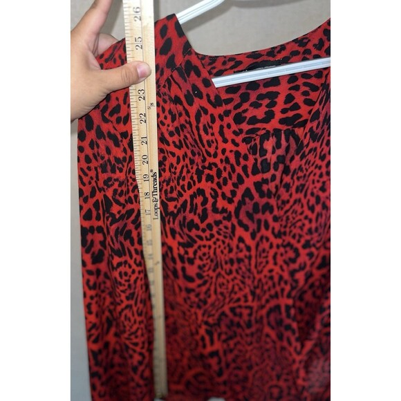 I.N.C International Concepts Surplice Top Womens XL Red Leopard Print Cheetah - Picture 6 of 7